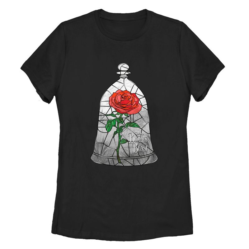 Women's Beauty and the Beast Stained Rose Window T-Shirt, 1 of 4