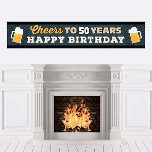 Big Dot of Happiness Cheers and Beers to 50 Years - Happy 50th Birthday Decorations Party Banner - 1 of 4