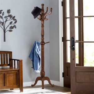 Bekrvio Retro Creative Solid Ash Wood Freestanding Coat Rack with 8 Hooks,for Coats/Hats/Scarves (Living Room/Bedroom) - 1 of 4