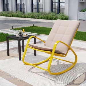 2pc Patio Rocking Chair & Table Set - Yellow - Captiva Designs: Rust-Proof Steel, Water-Resistant - 1 of 4