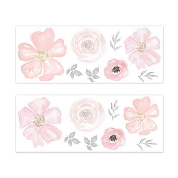 Watercolor Floral LG Kids' Wall Stickers Pink - Sweet Jojo Designs
