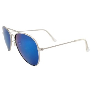 Pacific Coast Sunglasses Aviator Sunglasses Silver Chrome Frames Blue Mirror Lenses - 1 of 4