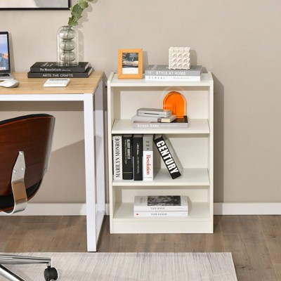 White MDF 3-Tier Adjustable Bookcase Set with Shelves
