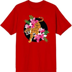 Natural World Tiger & Flowers Men's Crew Neck Short Sleeve Tee - 1 of 2
