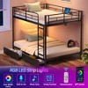 Greenstell Metal Bunk Bed Full Over Full Bed Frame with Storage Drawers & Charging Station and  LED Light ,with Safety Guardrail & Ladders Black - 3 of 4