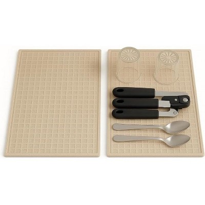 LunaLulinlk 2-Count Polyester Solid Print Non-Slip 15" x 15" Drying Mats