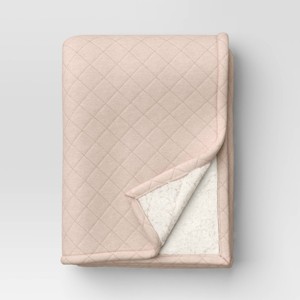Faux Shearling Reverse Quilted Jersey Throw Blanket Heathered - Room Essentials™ - 1 of 4