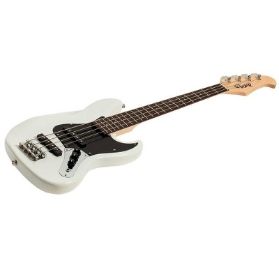 Monoprice Indio Mini Jamm Electric Bass - White, With Gig Bag