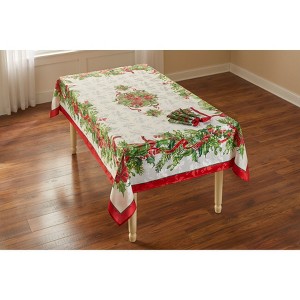 BrylaneHome Holly Ribbon Tablecloth 60" X 84" - 1 of 1