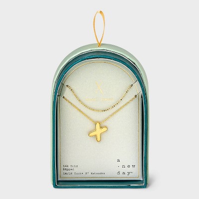 14K Gold Dipped Initial Bubble Multi-Strand Pendant Necklace - A New Day™ Gold