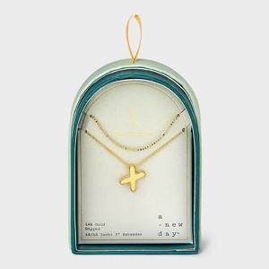 14K Gold Dipped Initial Bubble Multi-Strand Pendant Necklace - A New Day™ Gold - 1 of 4