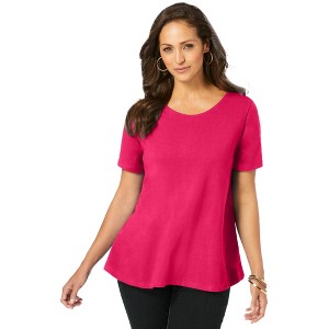 Jessica London Women's Plus Size Stretch Cotton Trapeze Tee - 1 of 4