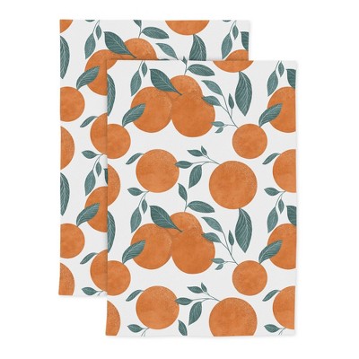 2pk Cotton Designer Orange Tree Kitchen Towels - MU Kitchen