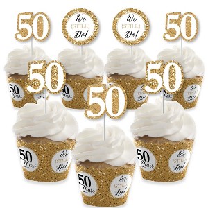 Big Dot of Happiness We Still Do - 50th Wedding Anniversary - Cupcake Decoration - Anniversary Party Cupcake Wrappers and Treat Picks Kit - Set of 24 - 1 of 4