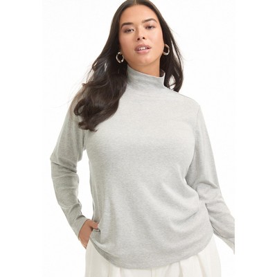June + Vie by Roaman's Women's Plus Size Ribbed Mock Neck Top