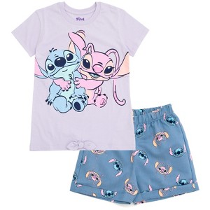 Disney Classics Princess Lilo & Stitch Winnie the Pooh Floral Girls T-Shirt and Chambray Shorts Outfit Set Little Kid to Big Kid - 1 of 4