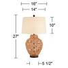 360 Lighting San Marcos Modern Coastal Table Lamp 27" Tall Natural Wicker Oatmeal Drum Shade for Bedroom Living Room Bedside Nightstand Office Kids - 4 of 4