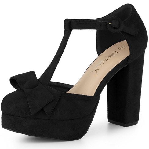 Black mary jane pumps chunky outlet heel