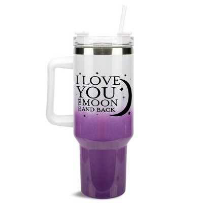 Elanze Designs I Love You to The Moon and Back Stars 40 oz. Stainless Steel, Large Water Bottle Coffee Mug, Spill & Leak Resistant, Thermal Travel