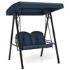 Costway 2-Person Outdoor Porch Swing Swing Loveseat with A-Shaped Metal Stand Beige/Wine/Navy/Gray/Brown - 2 of 4