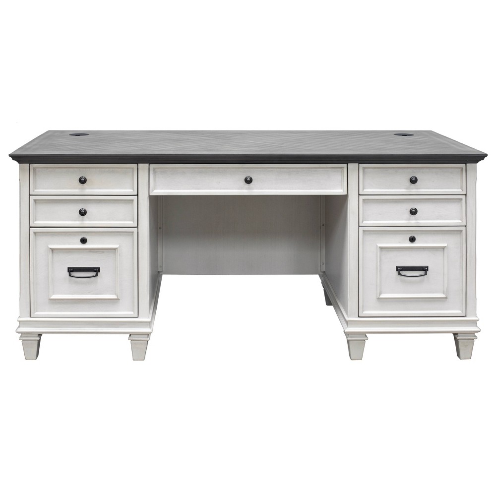 Photos - Office Desk Hartford Double Pedestal Desk White - Martin Furniture