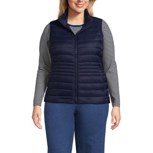 Lands End Women s Plus Size Wanderweight Packable Down Vest 1x Deep Sea Navy Target