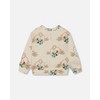 Deux par Deux Girl Printed French Terry Sweatshirt Off-White and Koala - 4 of 4