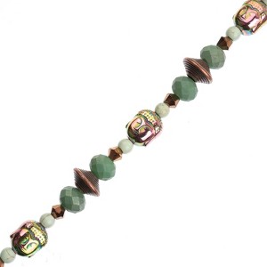Crystal Lane DIY Designer 7in Bead Strand Glass, Metal, Hematite Patina Buddha Assorted - 1 of 4