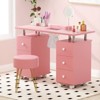 Costway Rolling Manicure Table Nail Desk with with 8 Lockable Wheels & Electric Dust Collector 3 Dust Bags Wrist Rest White/Pink/Black - 4 of 4