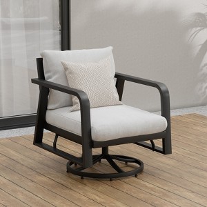 SUGOLD Aluminum Patio Swivel Chair with Gray Cushions - 1 of 1