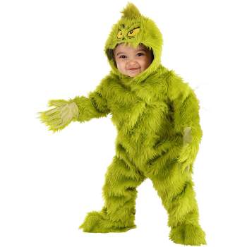 HalloweenCostumes.com 0-3 Months   Classic Infant Grinch Jumpsuit Costume, Green