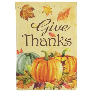 Northlight Pumpkins and Leaves "Give Thanks" Fall Harvest Outdoor Garden Flag - 18" x 12.5" - 1 of 4