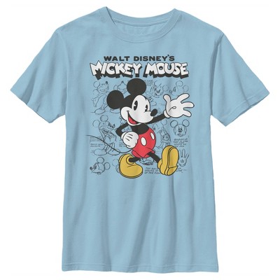 Mickey & Friends Boy's Mickey Mouse Retro Sketchbook T-Shirt Blue