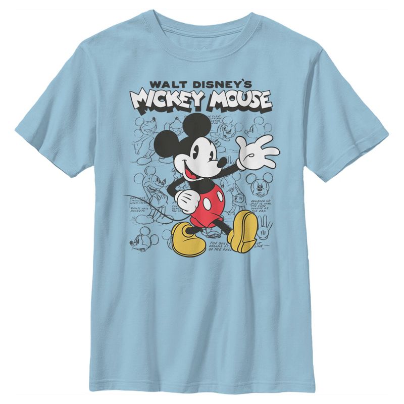 Boy's Disney Mickey Mouse Retro Sketchbook T-Shirt, 1 of 5