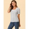 INSPIRE CHIC Women's Square Neck Button Ruffle Sleeve Love Heart Printed Blouse - 3 of 4