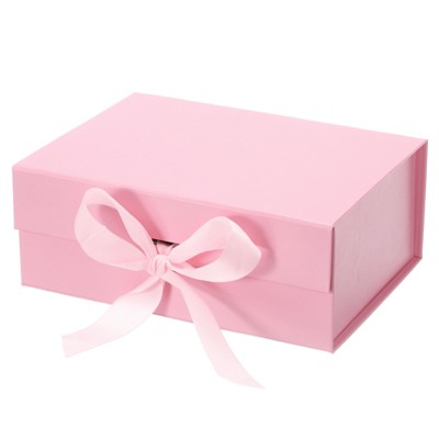 Unique Bargains Collapsible Paper Magnetic Closure Ribbon Gift Box for Birthday, Wedding