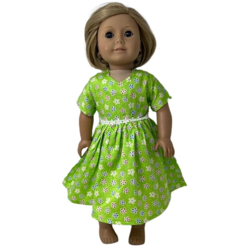 Doll Clothes Superstore Neon Green Flower Dress Fits 18 Inch Girl Dolls Like American Girl Our Generation My Life, 3 of 5