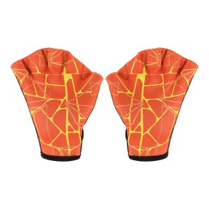 Unique Bargains Swimming Diving Resistance Webbed Training Printing Aquatic Gloves 1 Pair - 1 of 4