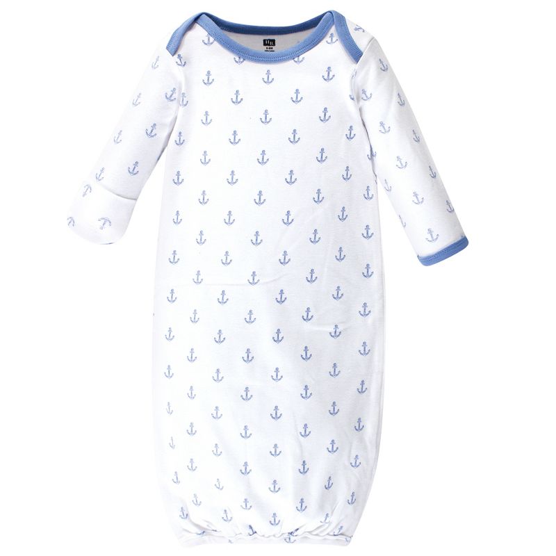 Hudson Baby Infant Boy Cotton Long-Sleeve Gowns 3pk, Blue Whales, 0-6 Months, 5 of 6