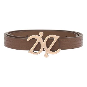 INSPIRE CHIC Women Reversible Faux Leather 0.7" Width Jacquard with Gold Buckle Belts 1Pc - 1 of 4