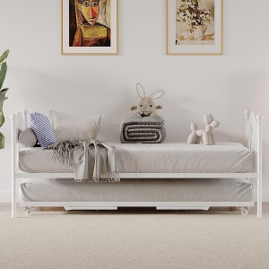 GustoWave Twin Metal Daybed with Foldable Trundle, Space Saving Daybed - 1 of 4