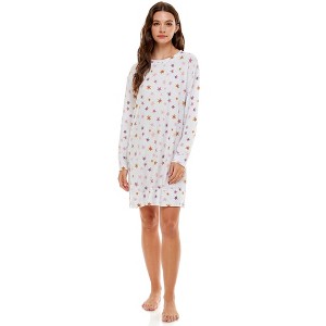 Emerson Road Womens Fuzzy Luxe Waffle Long-Sleeve Cuffed Sleepshirt - 1 of 4