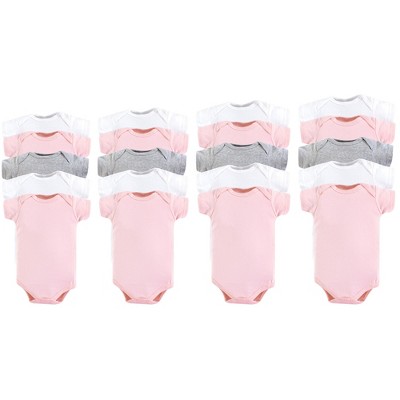 Luvable Friends Baby Girl Cotton Bodysuits 20pk, Pink Gray, 0-12 Months