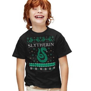 Boys' Short Sleeve Harry Potter Slytherin Ugly Christmas T-Shirt - 1 of 4