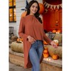INSPIRE CHIC Women's High Low Long Sleeve Back Keyhole Round Neck Asymmetrical Hem Dressy Casual Blouse - 2 of 4