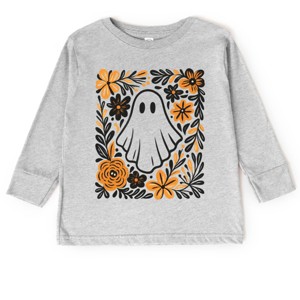 Ghost Floral Orange - Toddler Long Sleeve Graphic Tee and Youth Long Sleeve Graphic T-Shirt - 1 of 3