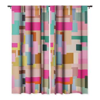 Daily Regina Designs Color Block Print Mid Century Set of 2 Panel Blackout Window Curtain - Deny Designs