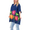 LA LEELA Women's Swim Vacation Beachwear Oversized Swim Suit Cover Up Bikini Vacation Party 1X-2X Blue, Leaf - 3 of 3