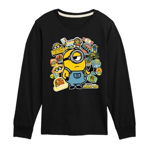 Boys' - Despicable Me Minions - Minion & Banana Stickers Long Sleeve Graphic T-Shirt - 1 of 4