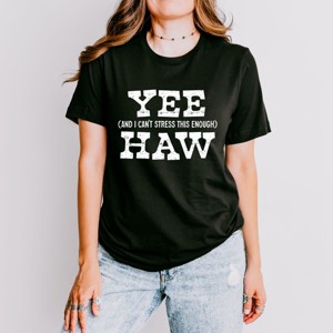 Simply Sage Market Yee Haw Stress Short Sleeve Tee - XS - Black - 1 of 4